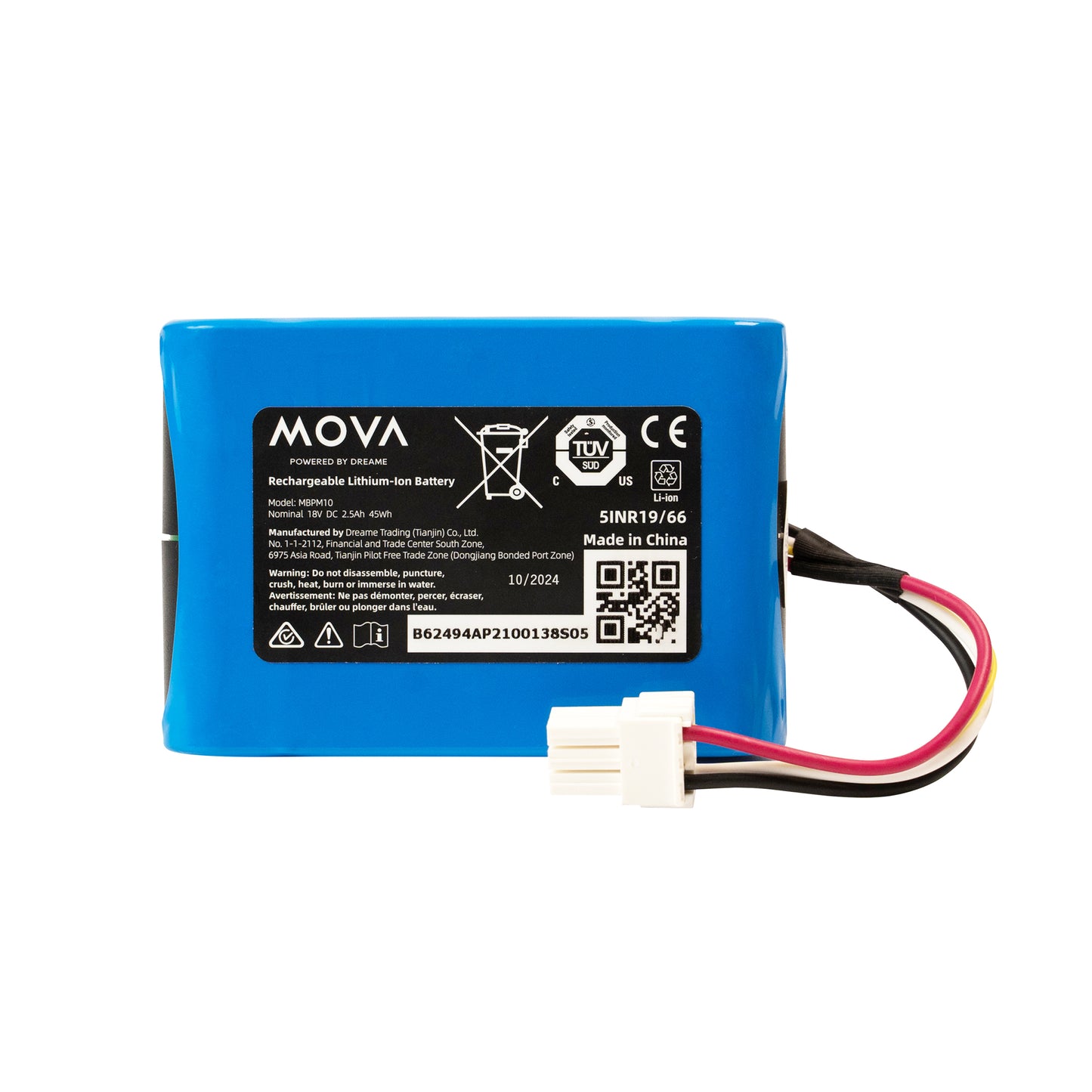 Oplaadbare lithium-ion batterij 18V DC 2,5Ah (45Wh), geschikt voor ViAX 250/500/MOVA 600 / 600 Kit / 1000 robotmaaier
