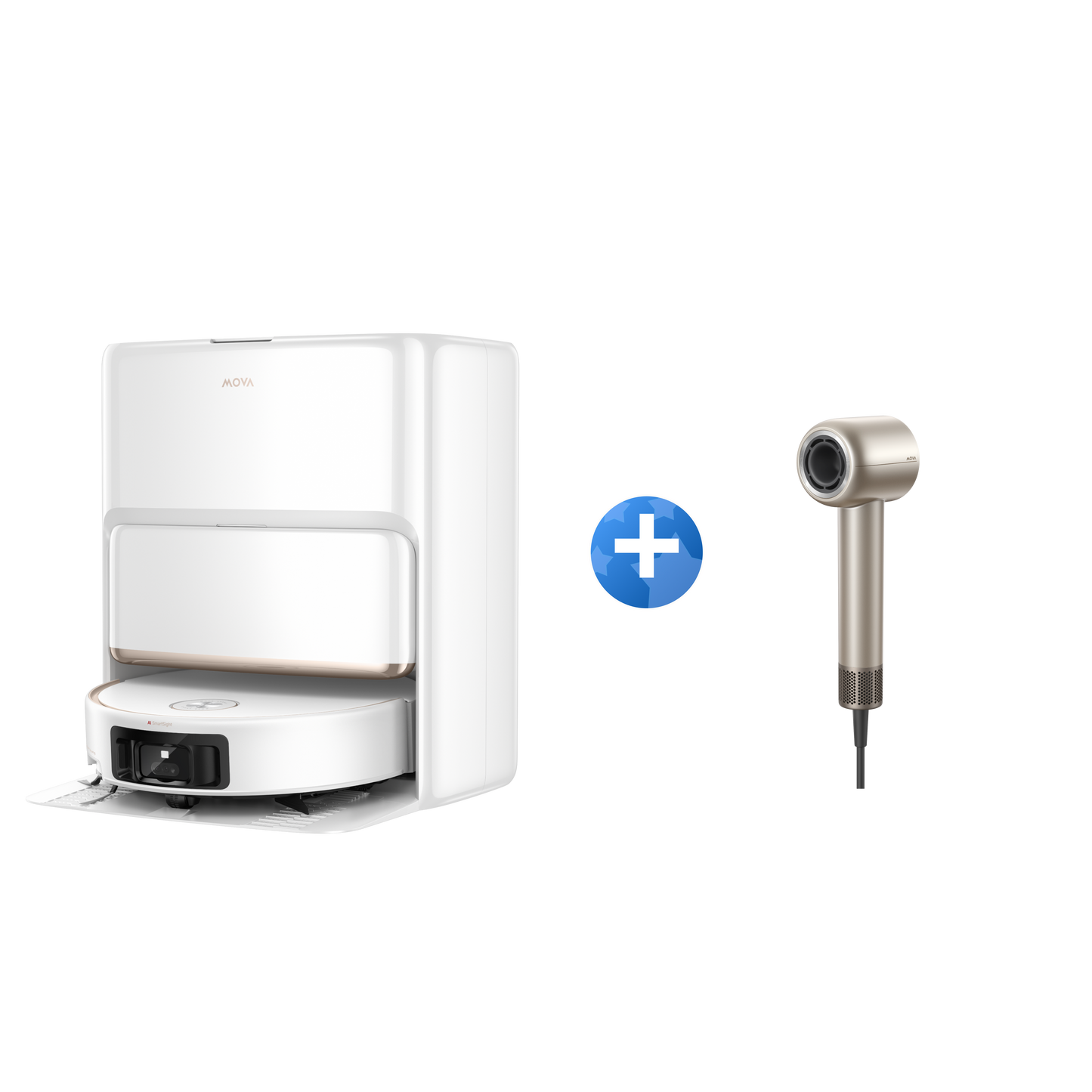 MOVA Z60 Ultra Roller Complete Robotstofzuiger + MOVA Shine 10 Föhn Goud