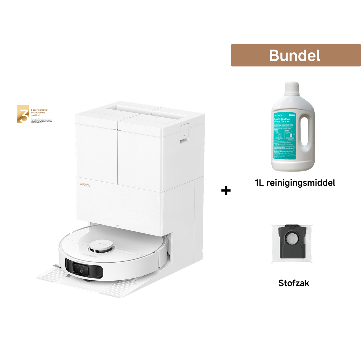 Dreame MOVA E50 Pro Ultra Robotstofzuiger wit + 1L reinigingsmiddel + Stofzak
