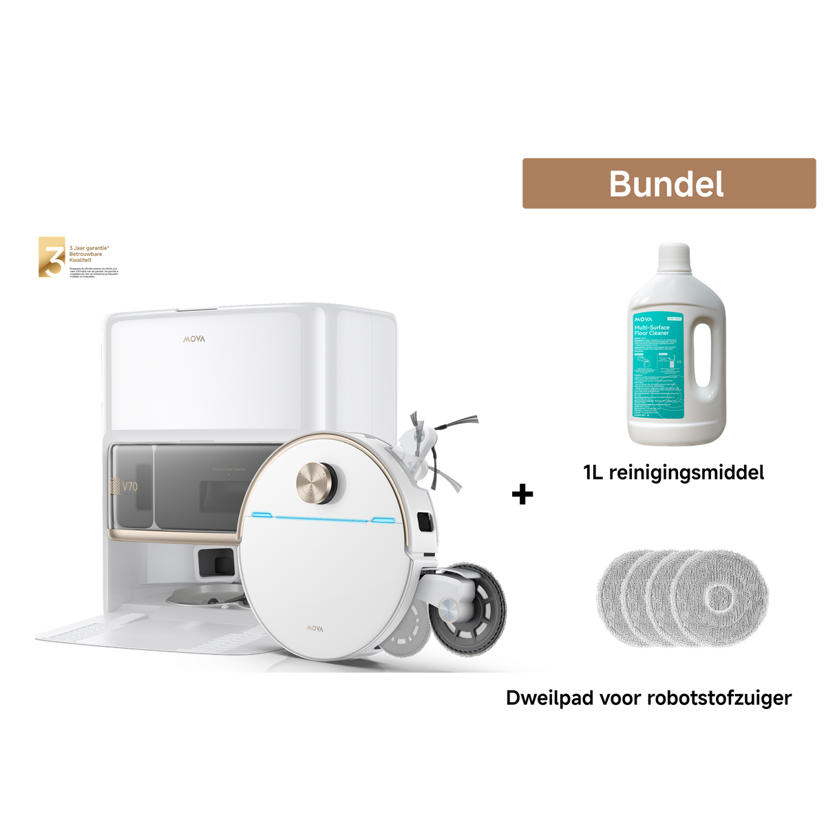 Dreame MOVA V70 Ultra Complete X Robotstofzuiger + 1L reinigingsmiddel + Dweilpad