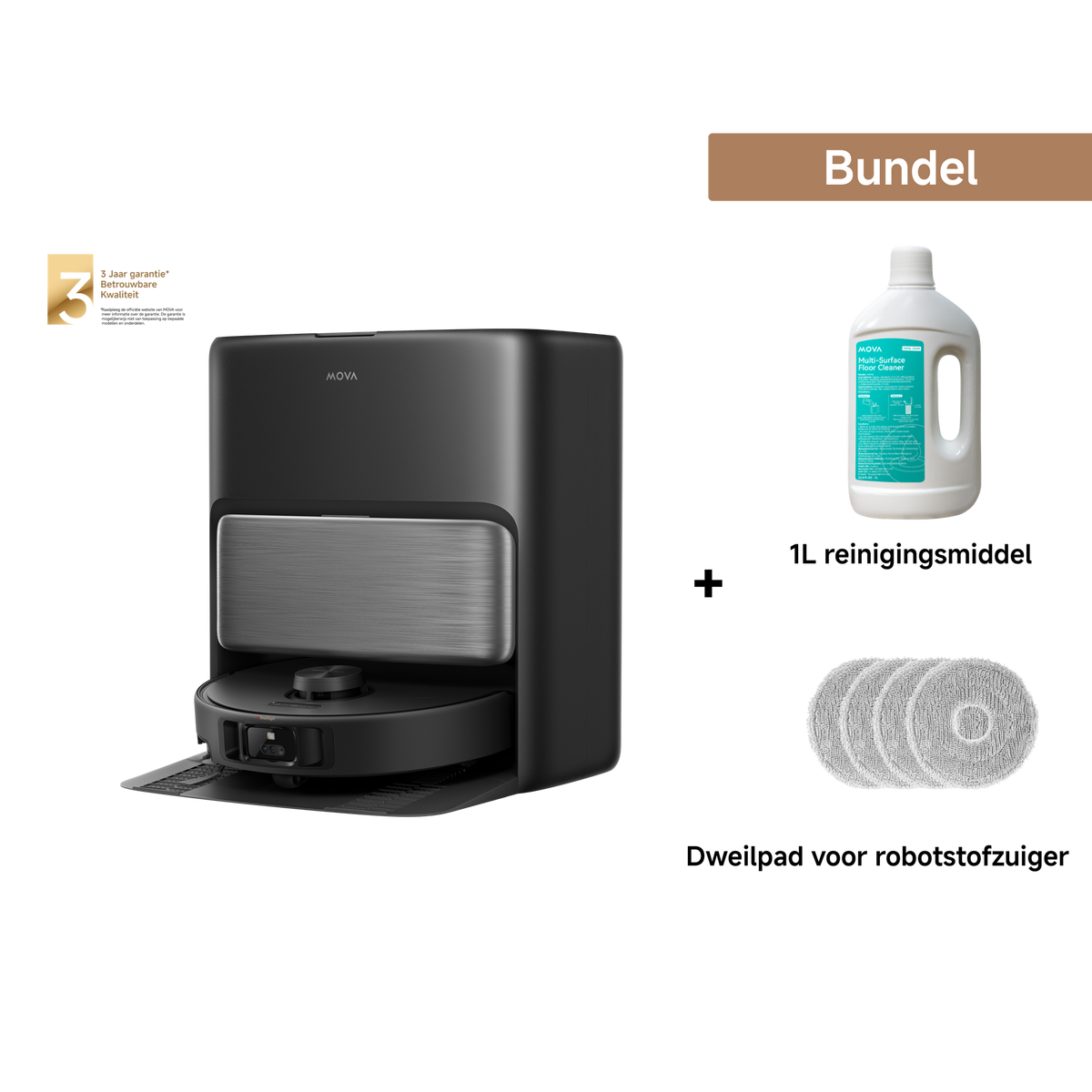 Dreame MOVA P70 Pro Ultra Robot Vacuum Black + 1L reinigingsmiddel + Dweilpad