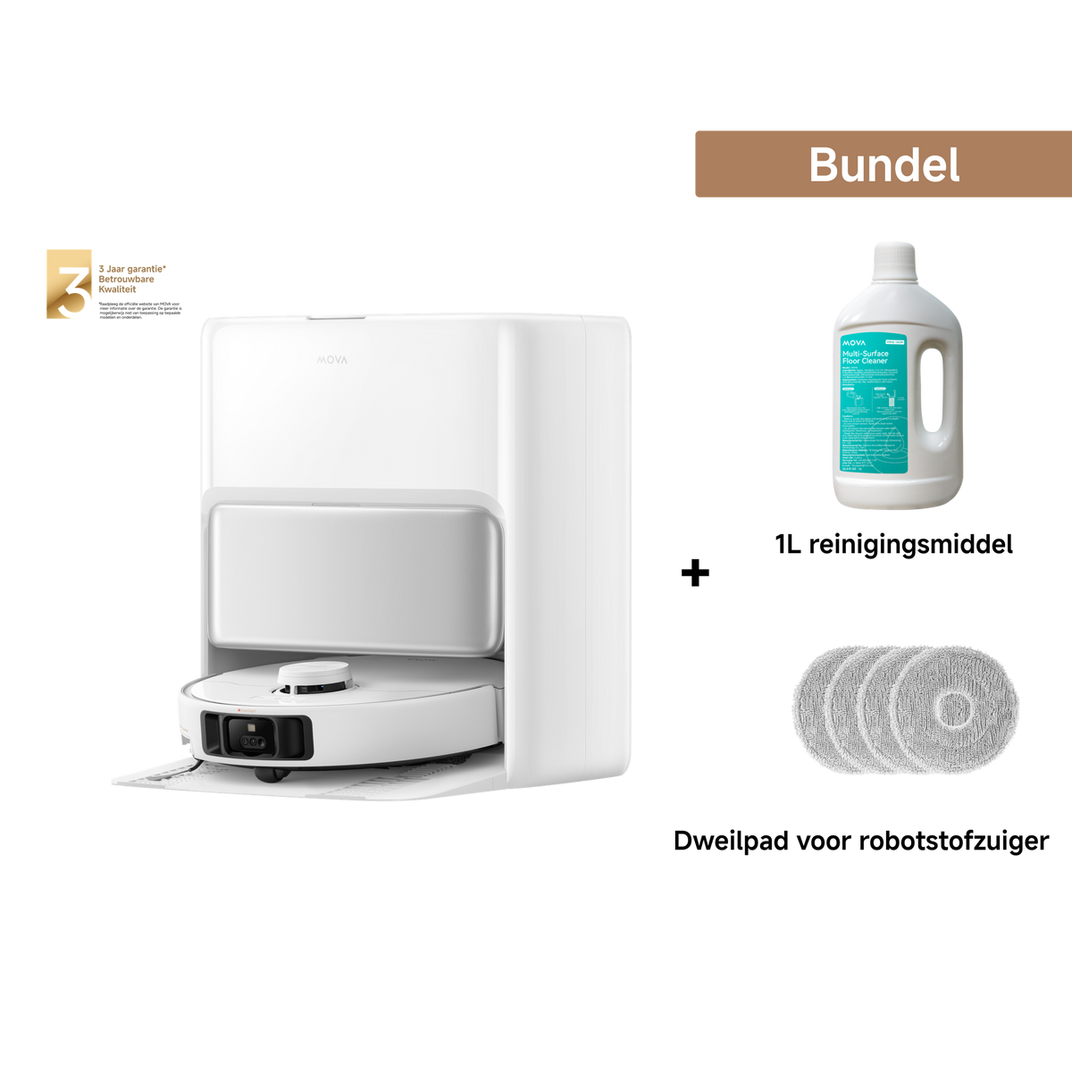 Dreame MOVA P50 Pro Ultra Robotstofzuiger + 1L reinigingsmiddel + Dweilpad