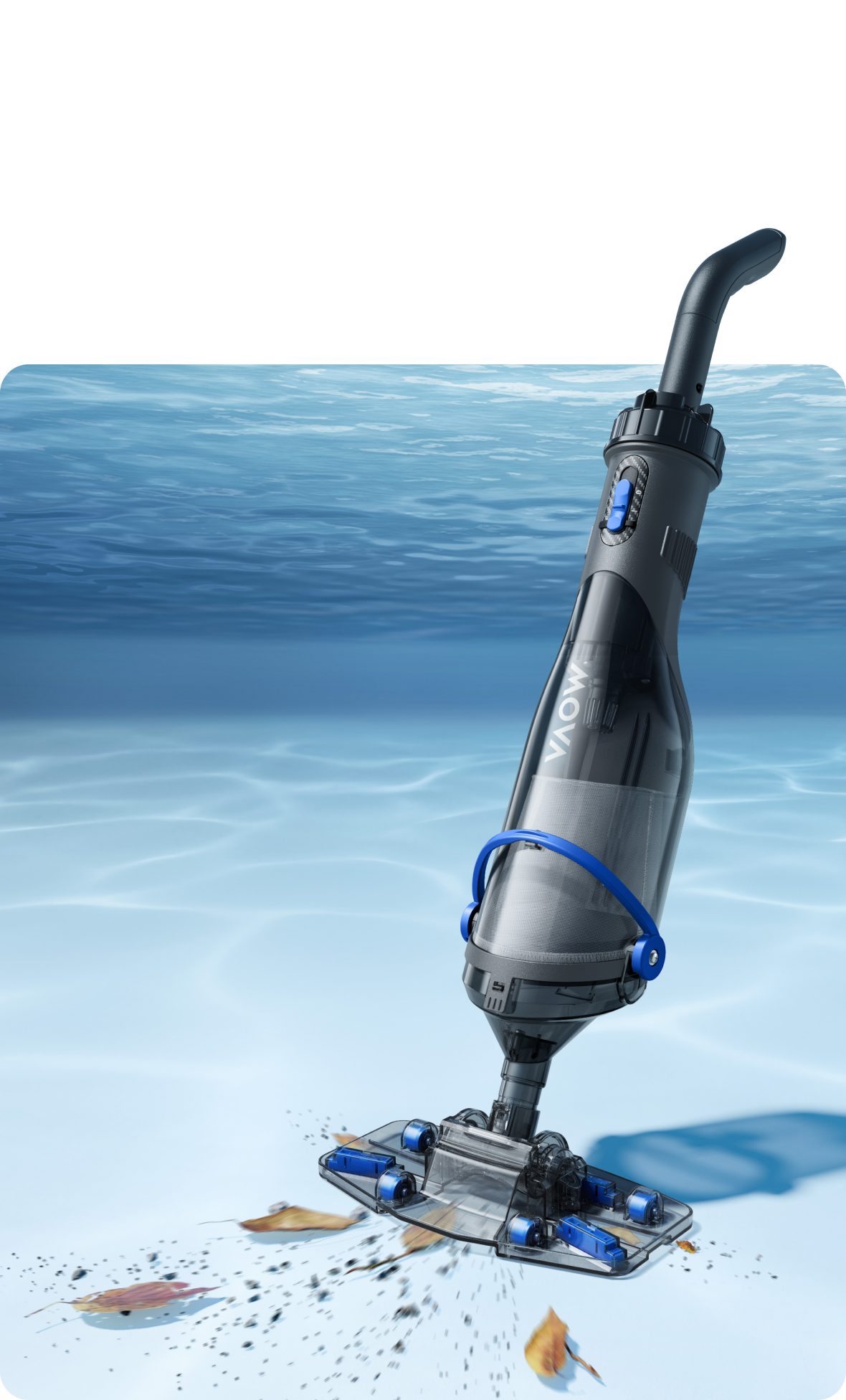 mova handler v10 krachtige 4.200 lph zuigkracht, verzekert een vlekkeloos zwembad