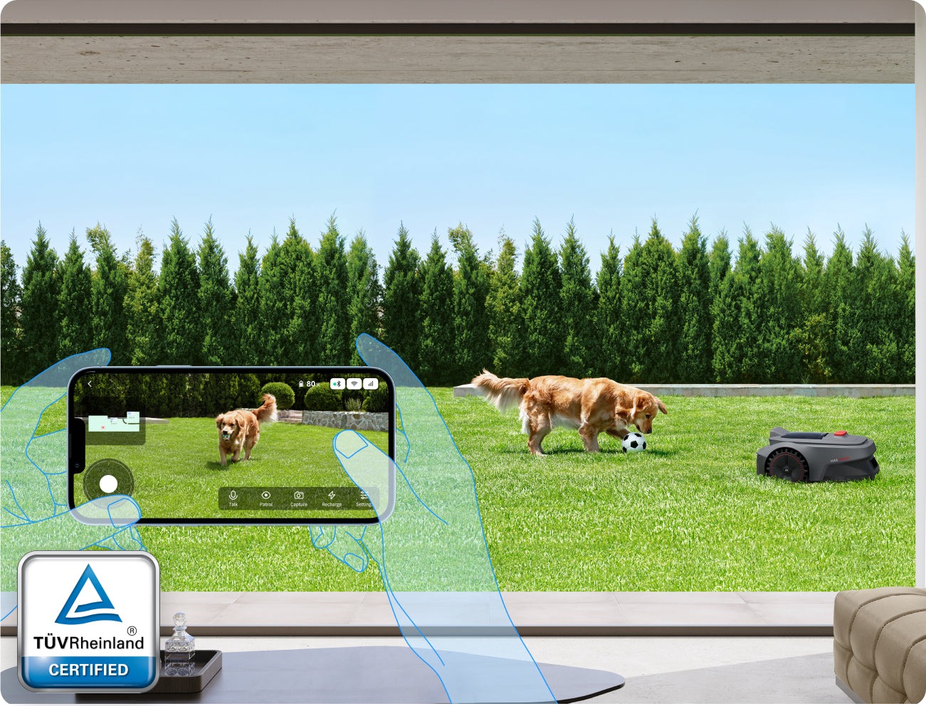 mova viax 250 trueguard live video en patrol voor tuinbeveiliging