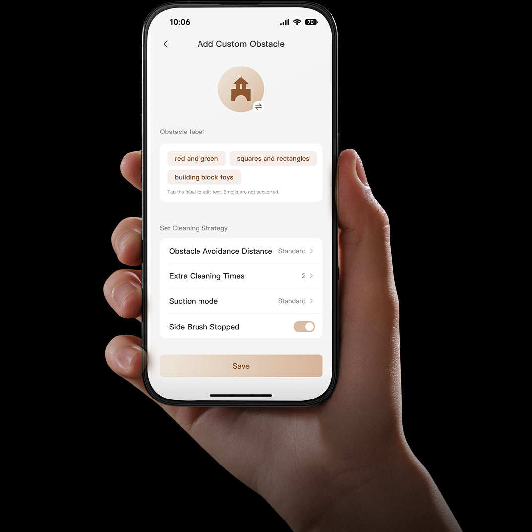 Aanpasbare objectvermijding via de app